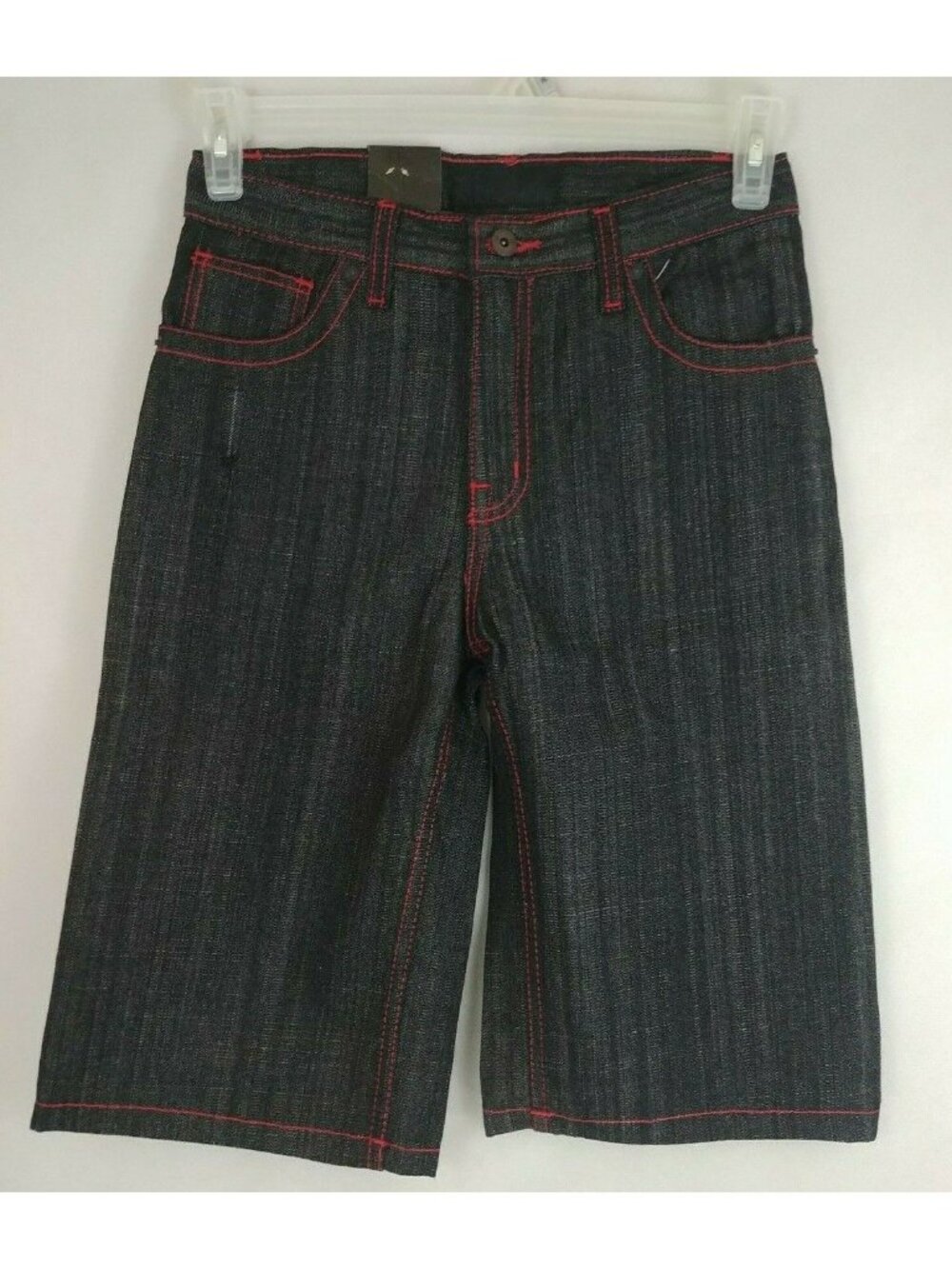 NWT RocaWear Mens Youth Black Embroidered Jean Shorts Size 12